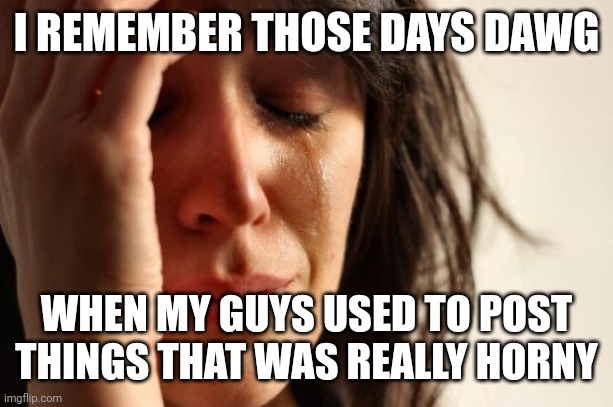 First World Problems | I REMEMBER THOSE DAYS DAWG; WHEN MY GUYS USED TO POST THINGS THAT WAS REALLY HORNY | image tagged in memes,first world problems | made w/ Imgflip meme maker