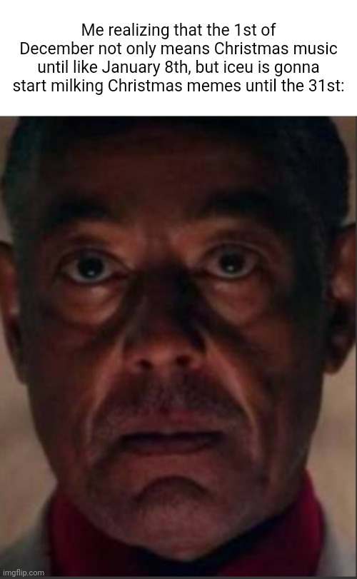 He already kind of started with the Mariah Carey meme | Me realizing that the 1st of December not only means Christmas music until like January 8th, but iceu is gonna start milking Christmas memes until the 31st: | image tagged in pie charts | made w/ Imgflip meme maker