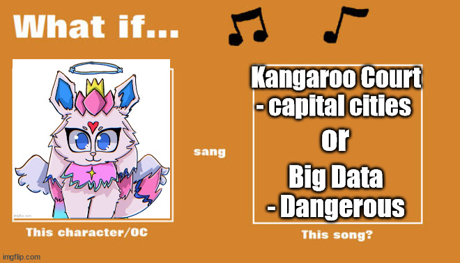 sylceon's singing is pretty good | Kangaroo Court - capital cities; or; Big Data - Dangerous | image tagged in what if this character - or oc sang this song | made w/ Imgflip meme maker