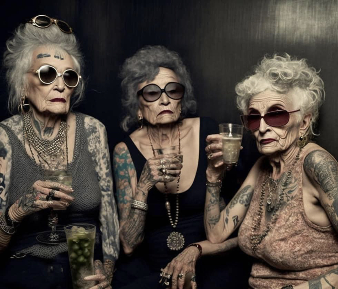 High Quality Tatted Old Ladies Blank Meme Template