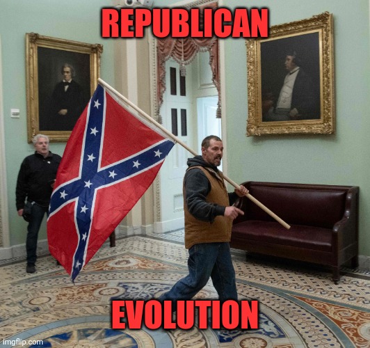 capitol break in confederate flag cropped | REPUBLICAN EVOLUTION | image tagged in capitol break in confederate flag cropped | made w/ Imgflip meme maker