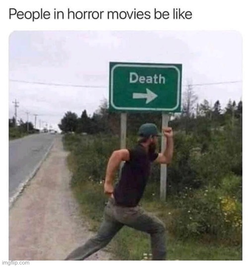 Every horror movie ever: | image tagged in lol,funny,why are you reading this | made w/ Imgflip meme maker