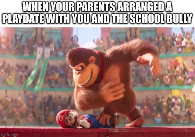 Perks of being an Introvert | WHEN YOUR PARENTS ARRANGED A PLAYDATE WITH YOU AND THE SCHOOL BULLY | image tagged in super mario | made w/ Imgflip meme maker