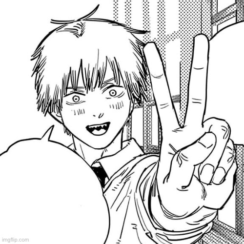 Denji peace sign | image tagged in denji peace sign | made w/ Imgflip meme maker