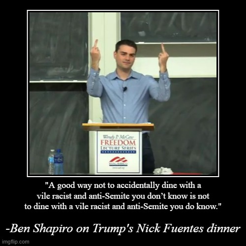 Okay okay Ben you get a W for that | image tagged in funny,demotivationals,ben shapiro,trump is a moron,trump is an asshole,anti-semite and a racist | made w/ Imgflip demotivational maker
