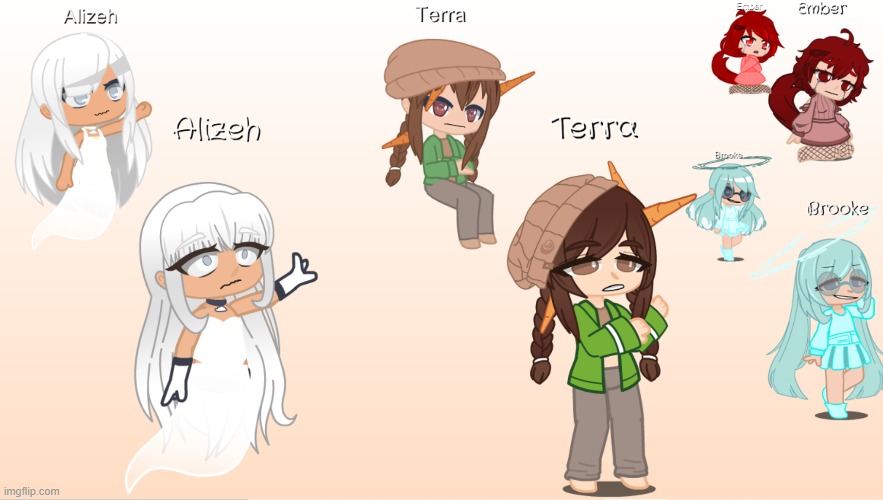 As promised, my other old ocs remade! My other 2 are off to the side. More in comments. | image tagged in gacha life,gacha club,ocs | made w/ Imgflip meme maker