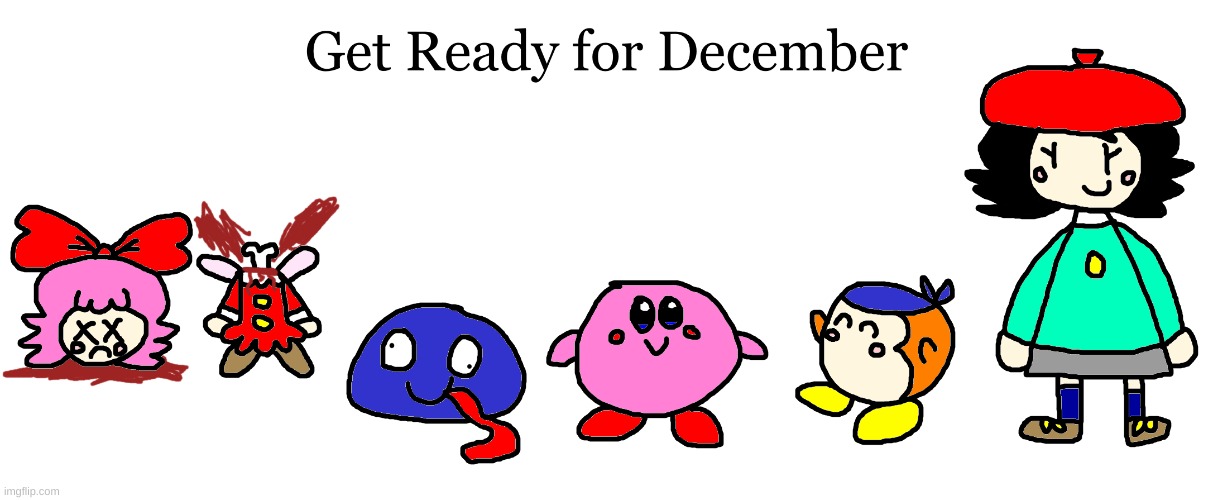 Kirby almost December artwork | image tagged in kirby,gore,blood,funny,cute,fan art | made w/ Imgflip meme maker