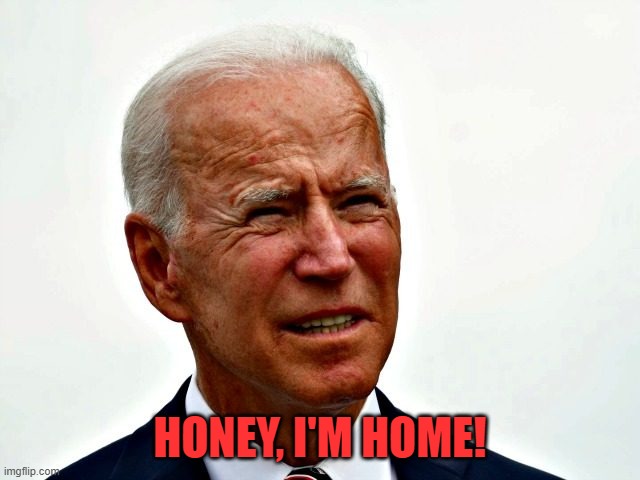 Biden stupid | HONEY, I'M HOME! | image tagged in biden stupid | made w/ Imgflip meme maker