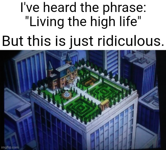 Source: Pokemon Anime S1 EP26 | I've heard the phrase: "Living the high life"; But this is just ridiculous. | made w/ Imgflip meme maker
