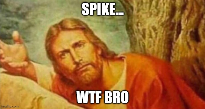 Also now my tagline (Spike, you went way too far bro, WAY TOO FAR) | SPIKE... WTF BRO | image tagged in bruh | made w/ Imgflip meme maker