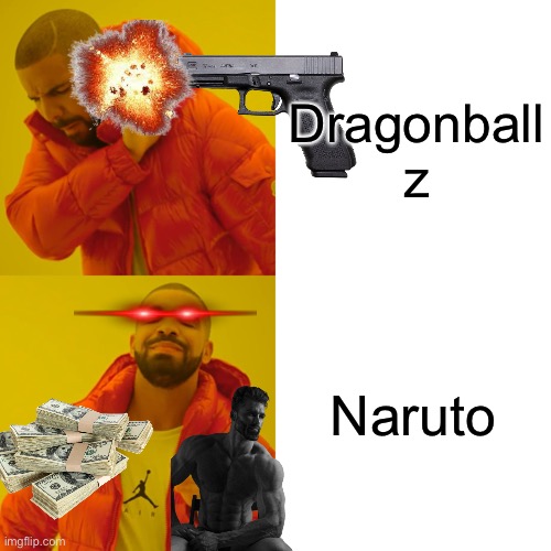 Anime | Dragonball z; Naruto | image tagged in memes,drake hotline bling | made w/ Imgflip meme maker