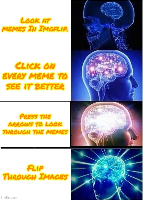 unsubmitted | Look at memes In Imgflip. Click on every meme to see it better; Press the arrows to look through the memes; Flip Through Images | image tagged in memes,expanding brain | made w/ Imgflip meme maker