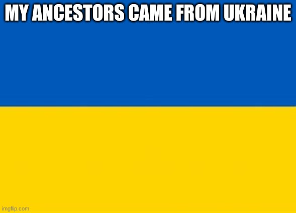 ... | MY ANCESTORS CAME FROM UKRAINE | image tagged in ukraine flag | made w/ Imgflip meme maker