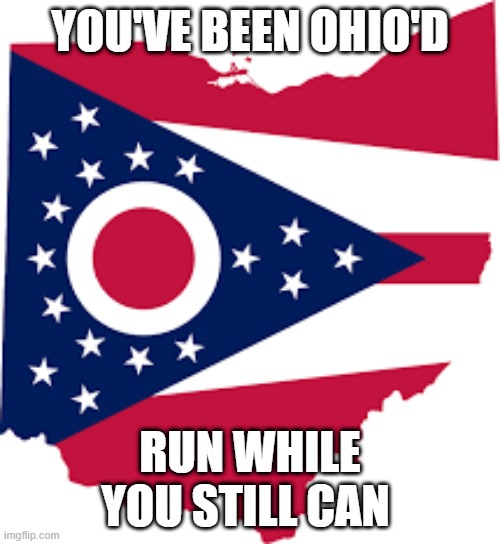 ohio is coming | YOU'VE BEEN OHIO'D; RUN WHILE YOU STILL CAN | image tagged in ohio | made w/ Imgflip meme maker