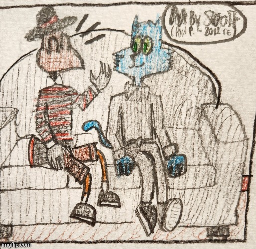 Just A Tenderly-Loving Picture I Drew Of Me (Simo) And Retro On The Couch, Talking About Our Day :> | image tagged in simothefinlandized,furry,art,oc,wholesome,shipping | made w/ Imgflip meme maker