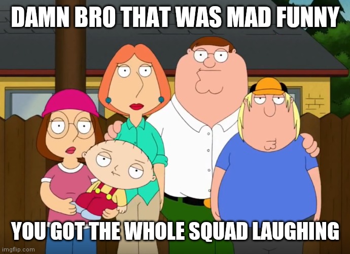 damn bro | DAMN BRO THAT WAS MAD FUNNY YOU GOT THE WHOLE SQUAD LAUGHING | image tagged in damn bro | made w/ Imgflip meme maker