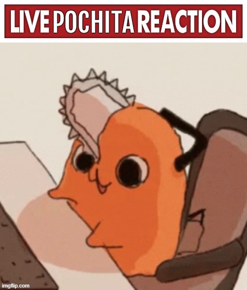 Live Pochita reaction | image tagged in live pochita reaction | made w/ Imgflip meme maker