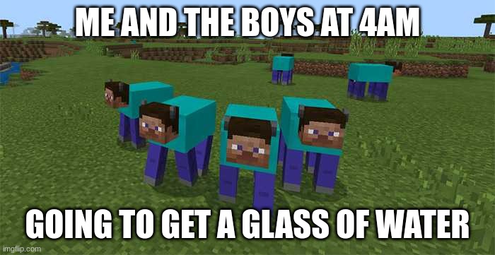 Me and the Boys | ME AND THE BOYS AT 4AM; GOING TO GET A GLASS OF WATER | image tagged in me and the boys | made w/ Imgflip meme maker