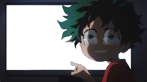 High Quality Deku crying at the screen (transparent) Blank Meme Template