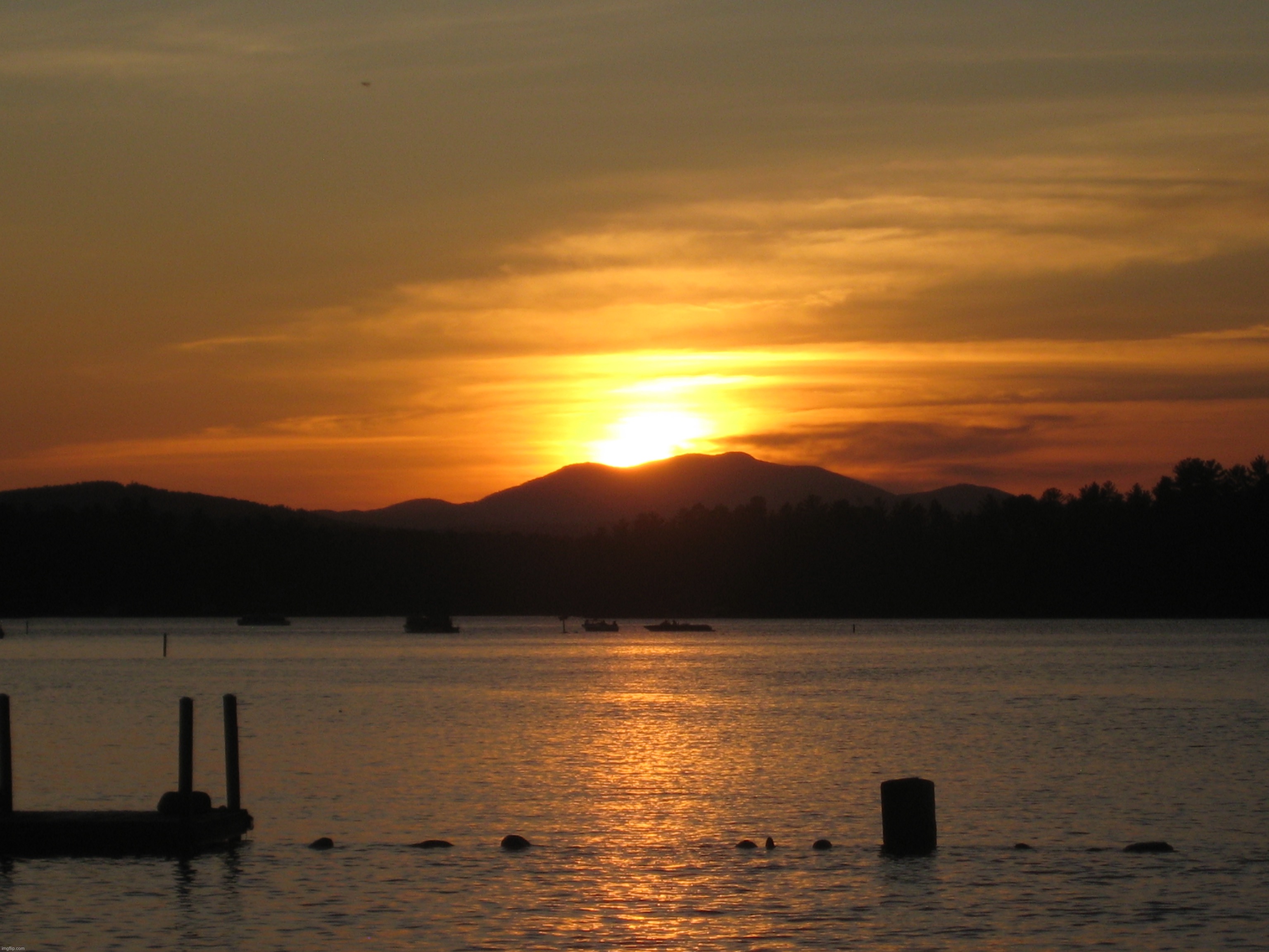 Sunset at our lakehouse in New Hampshire | image tagged in share your own photos | made w/ Imgflip meme maker