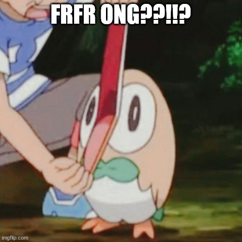 Mouth Wide Open Rowlet | FRFR ONG??!!? | image tagged in mouth wide open rowlet | made w/ Imgflip meme maker