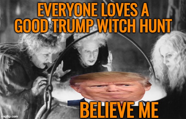 Witches Brew | EVERYONE LOVES A GOOD TRUMP WITCH HUNT BELIEVE ME | image tagged in witches brew | made w/ Imgflip meme maker