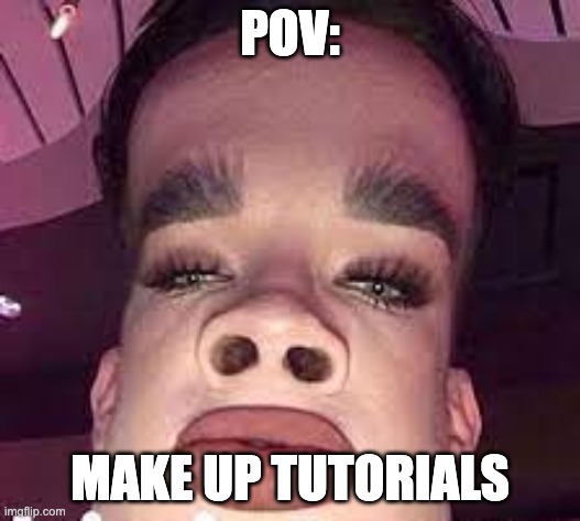 make up tutorial | POV:; MAKE UP TUTORIALS | image tagged in make up | made w/ Imgflip meme maker