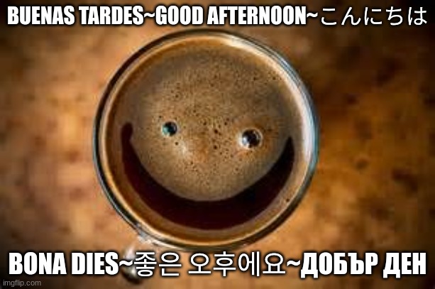 nihao! | BUENAS TARDES~GOOD AFTERNOON~こんにちは; BONA DIES~좋은 오후에요~ДОБЪР ДЕН | image tagged in good morning thursday | made w/ Imgflip meme maker
