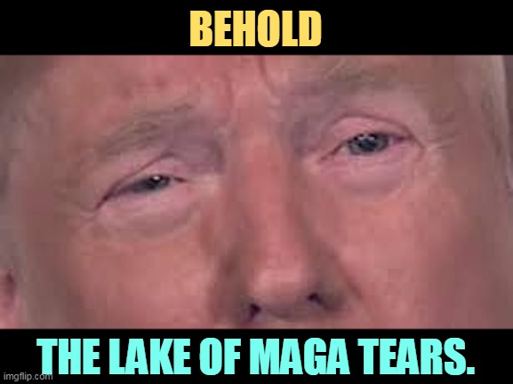 Trump dilated and in tears 'cause he's sick and tired of winning | BEHOLD; THE LAKE OF MAGA TEARS. | image tagged in trump dilated and in tears 'cause he's sick and tired of winning,trump,crying,tears,old man,failure | made w/ Imgflip meme maker