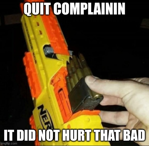*chuck* *Chuck* | QUIT COMPLAININ; IT DID NOT HURT THAT BAD | image tagged in chuck chuck | made w/ Imgflip meme maker