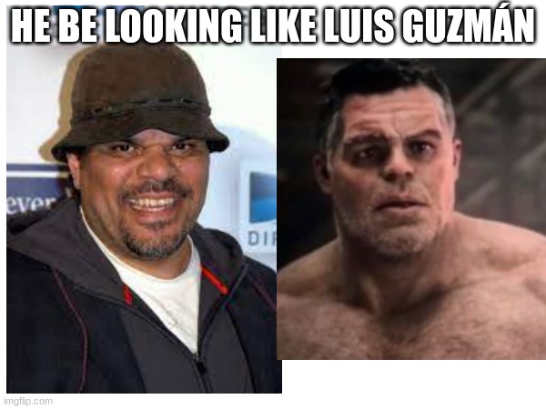 im not wrong | HE BE LOOKING LIKE LUIS GUZMÁN | image tagged in funny meme,hulk | made w/ Imgflip meme maker