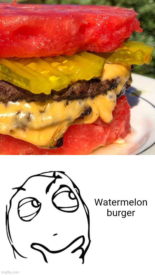 Watermelon burger | Watermelon burger | image tagged in hmmm,watermelon,burger,cursed image,cursed,burgers | made w/ Imgflip meme maker