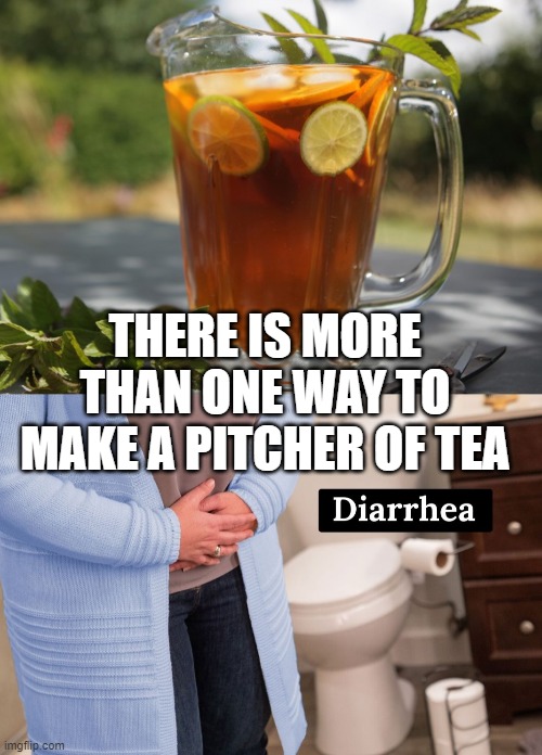 THERE IS MORE THAN ONE WAY TO MAKE A PITCHER OF TEA | image tagged in tea,tea time,funny,bathroom humor | made w/ Imgflip meme maker