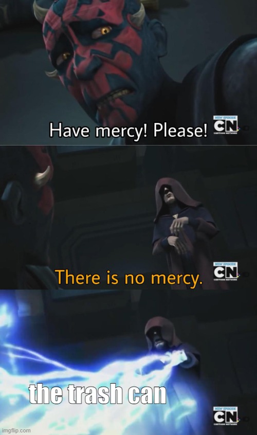 there is no mercy | the trash can | image tagged in there is no mercy | made w/ Imgflip meme maker