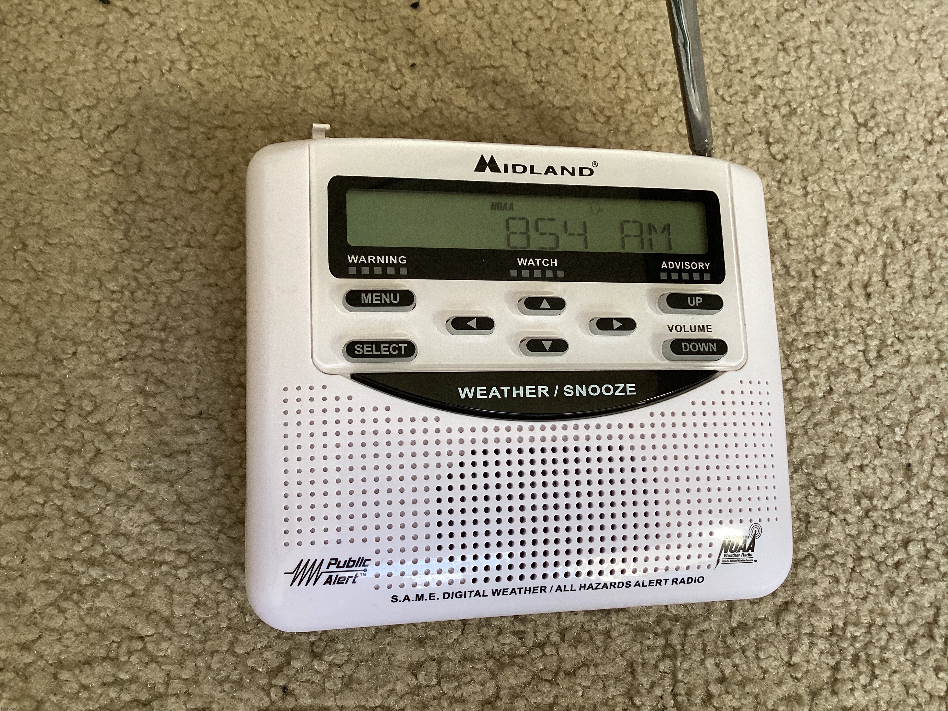 My Midland WR120B NOAA Weather Radio, I’ve had it for over 4 years now. I’m looking to upgrade to the WR400 | image tagged in share your own photos | made w/ Imgflip meme maker