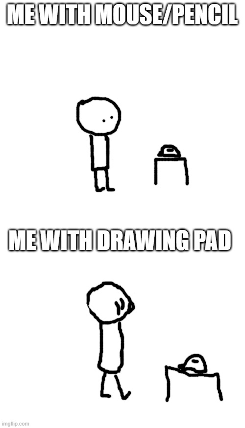 ME WITH MOUSE/PENCIL ME WITH DRAWING PAD | image tagged in memes,blank transparent square | made w/ Imgflip meme maker