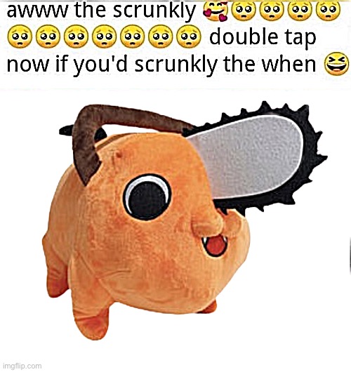 image tagged in awww the scrunkly,pochita plush | made w/ Imgflip meme maker