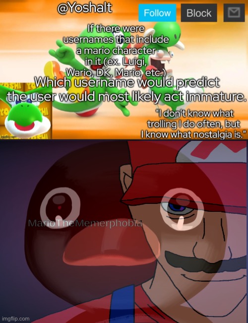 Thanks to the guy named MarioTheMemer, anyone with a username with Mario in it, is automatically categorized as immature and stu | image tagged in pingu stare | made w/ Imgflip meme maker