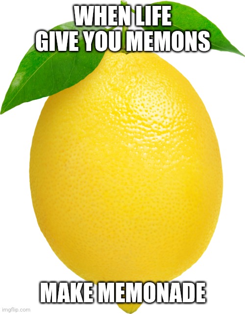 Try to lemonunderstand | WHEN LIFE GIVE YOU MEMONS; MAKE MEMONADE | image tagged in lemon | made w/ Imgflip meme maker