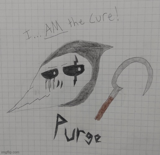 Meet Purge, my newest OC, whom is a corrupt/mutant Plague Doctor (art by me) | image tagged in art,drawings,oc,edgy | made w/ Imgflip meme maker