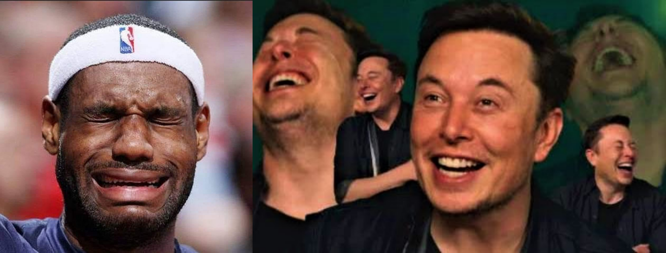 High Quality Lebron cries, Elon laughs Blank Meme Template