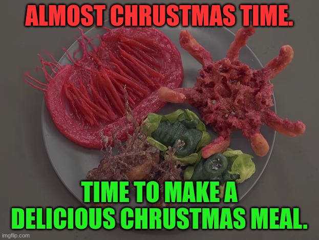Roast Flesh Nut | ALMOST CHRUSTMAS TIME. TIME TO MAKE A DELICIOUS CHRUSTMAS MEAL. | image tagged in roast flesh nut | made w/ Imgflip meme maker