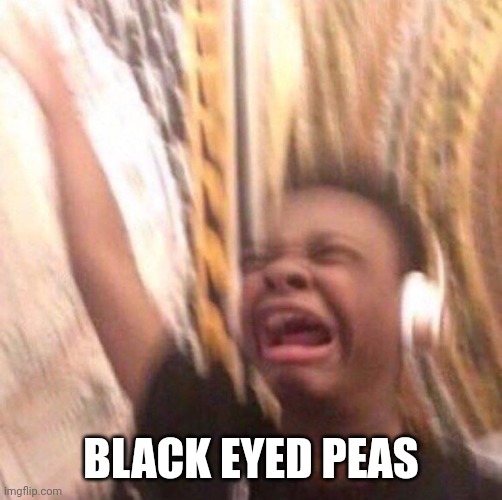 kid listening to music screaming with headset | BLACK EYED PEAS | image tagged in kid listening to music screaming with headset | made w/ Imgflip meme maker