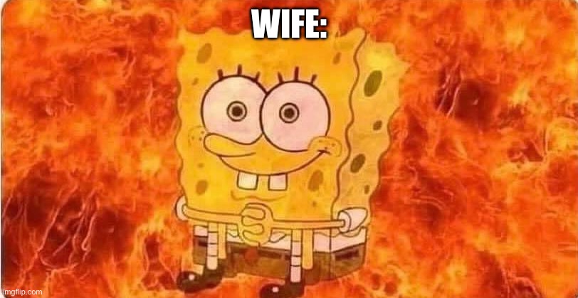 spongebob in flames | WIFE: | image tagged in spongebob in flames | made w/ Imgflip meme maker