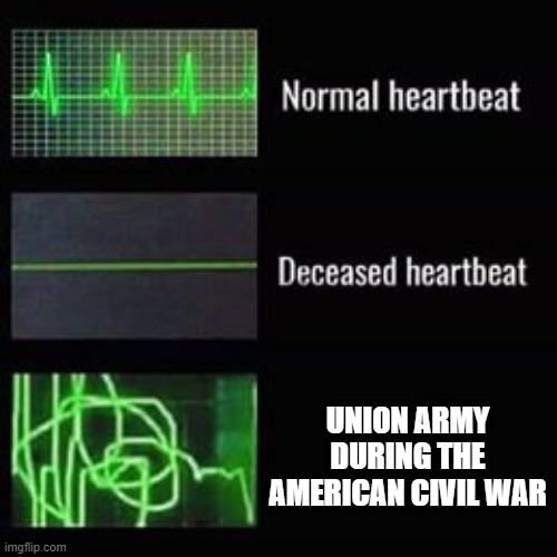 When you have a civil war, but it's the US | UNION ARMY DURING THE AMERICAN CIVIL WAR | image tagged in heartbeat rate,memes | made w/ Imgflip meme maker