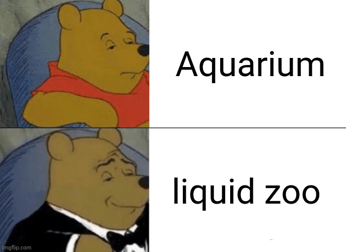 liquid zoo |  Aquarium; liquid zoo | image tagged in memes,tuxedo winnie the pooh,aquarium,liquid,zoo | made w/ Imgflip meme maker