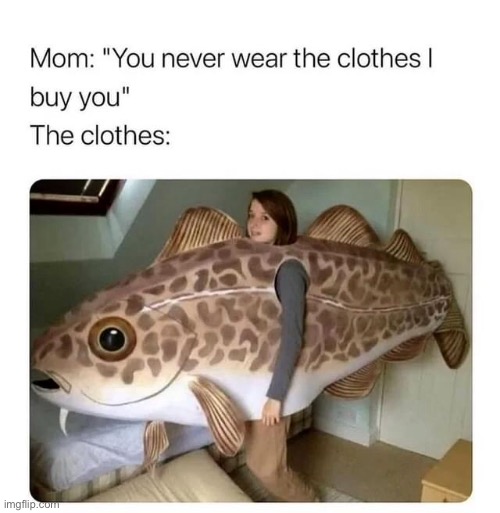 Mom’s clothes | image tagged in mom,clothes,daughter,fish | made w/ Imgflip meme maker