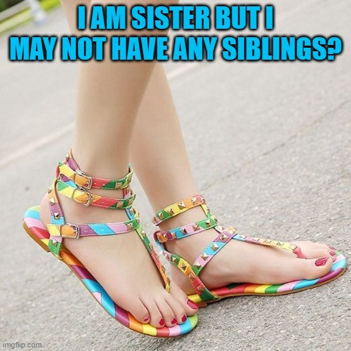 I AM SISTER BUT I MAY NOT HAVE ANY SIBLINGS? | image tagged in riddle | made w/ Imgflip meme maker
