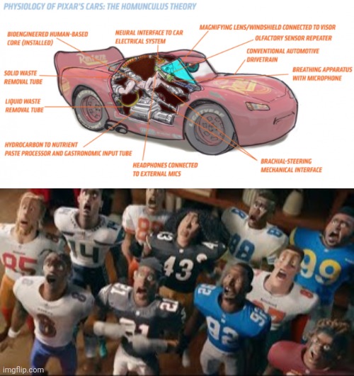 Your Childhood is ruined for Infinity | image tagged in nfl players traumatized,cars,pixar,lightning mcqueen | made w/ Imgflip meme maker