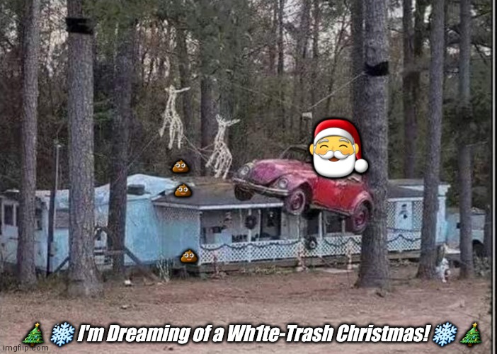 Merry Christmas | 🎅; 💩; 💩; 💩; 🎄 ❄️ I'm Dreaming of a Wh1te-Trash Christmas! ❄️ 🎄 | image tagged in funny | made w/ Imgflip meme maker